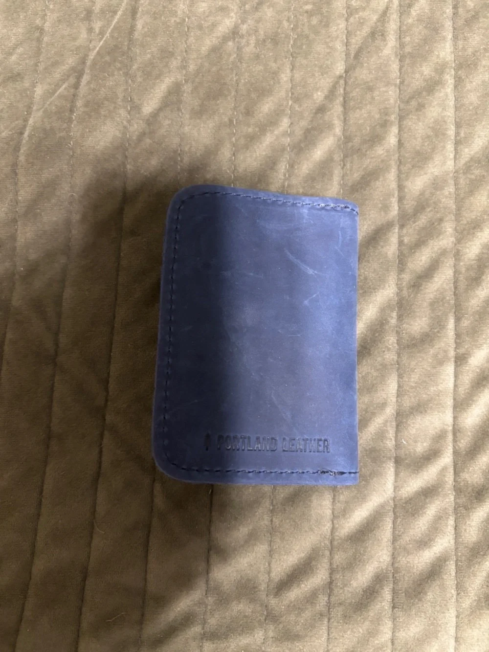 Compact Leather Card Wallet in Navy Blue Portland Leather